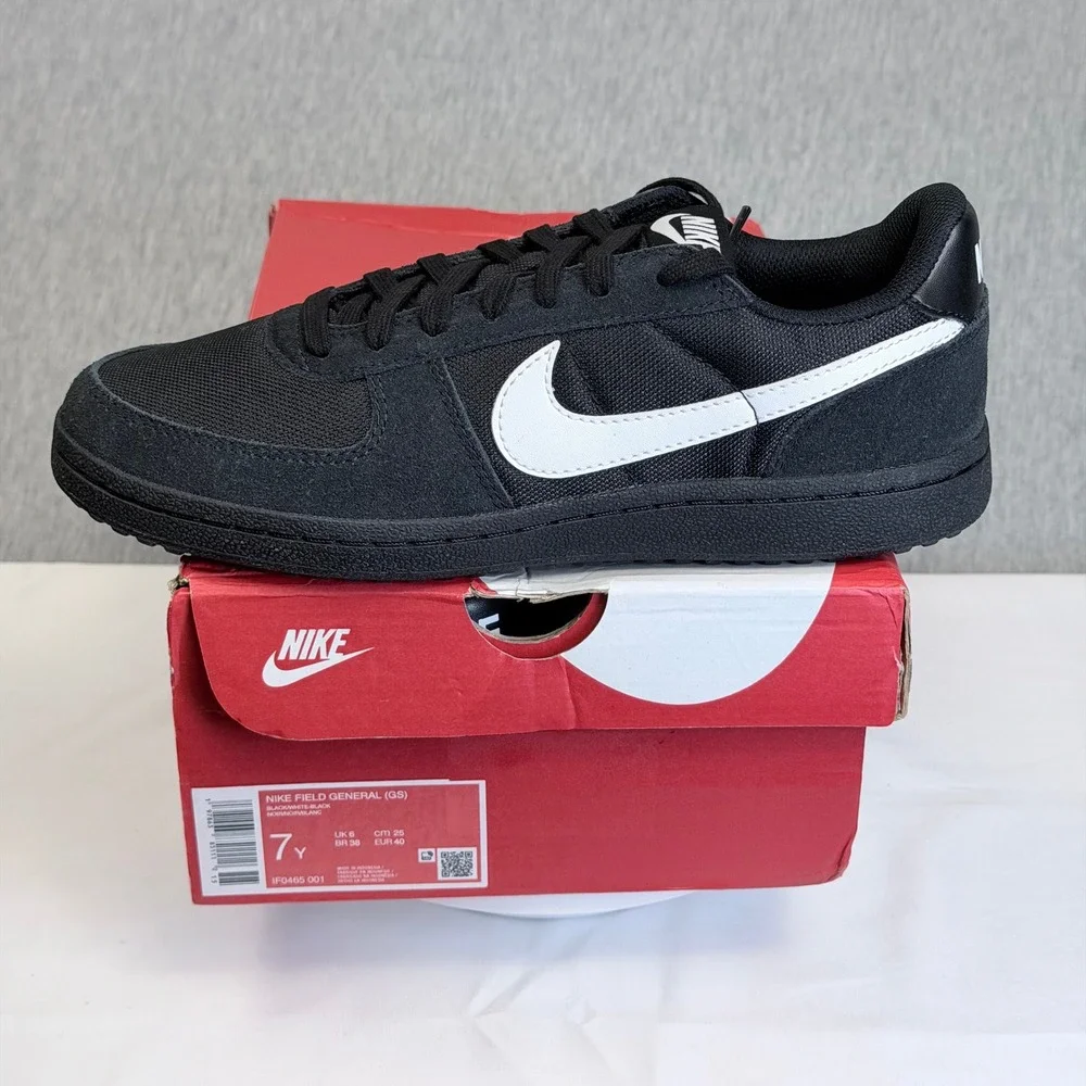 Nike Field General GS Black White Sneakers Youth 7Y IF0465-001 Low Top Shoes